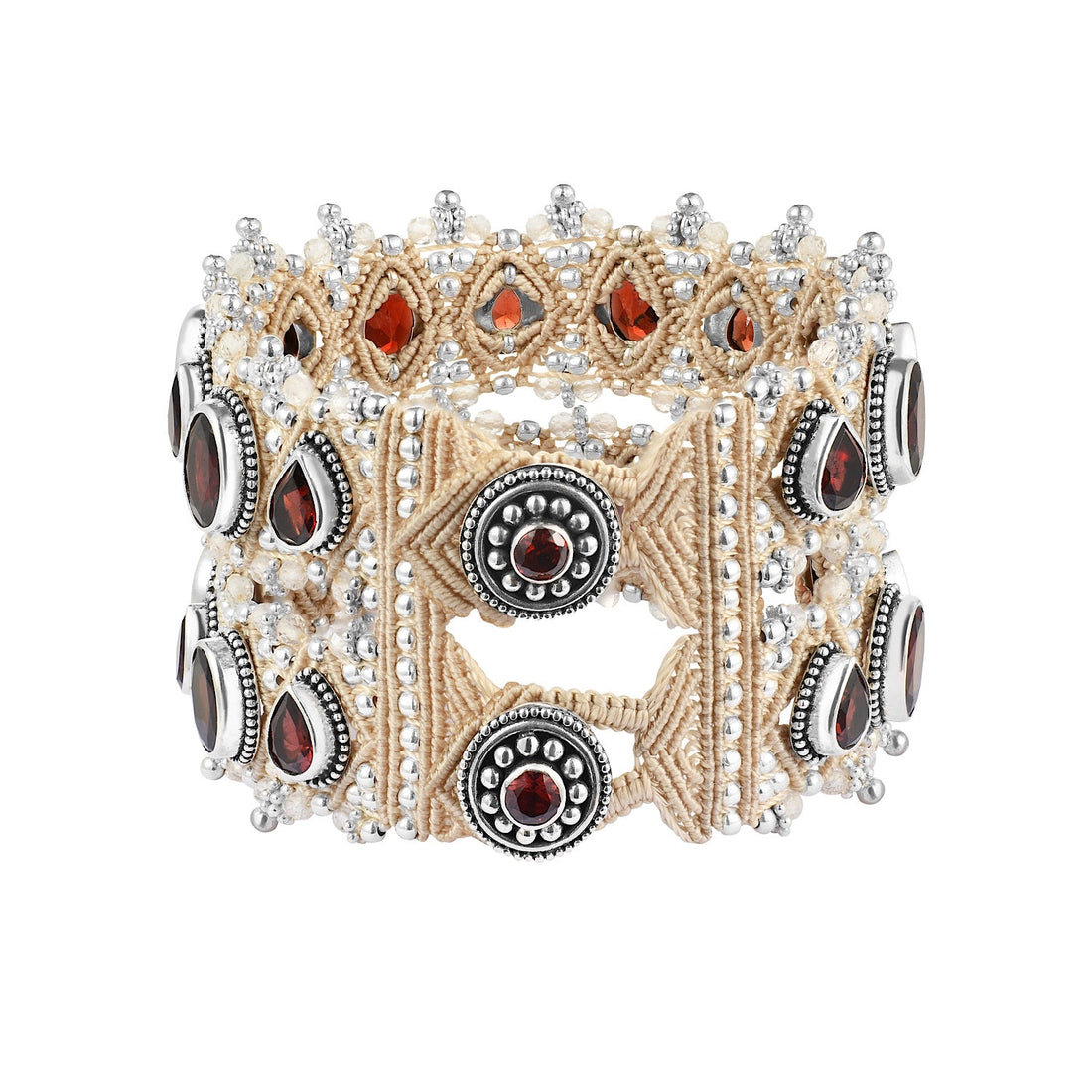 Bracelet MUMBAI with garnets 2 row