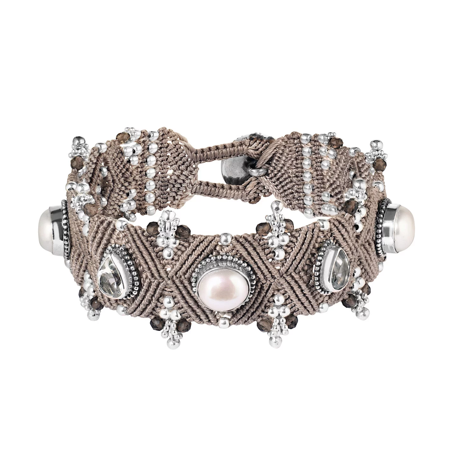 Bracelet UMA with pearls and white topaz