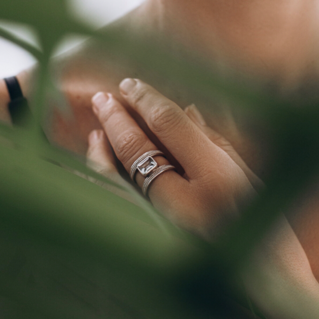 Ring DUA silver with prasiolite