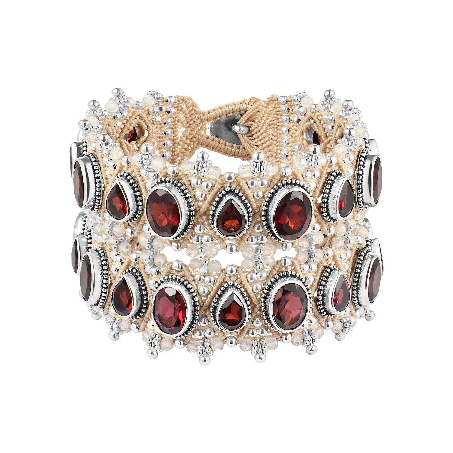 Bracelet MUMBAI with garnets 2 row