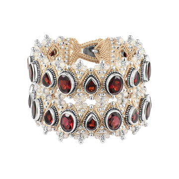 Bracelet MUMBAI with garnets 2 row