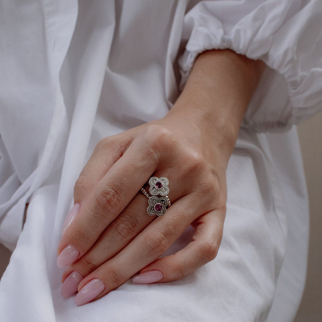 Ring PITER with rhodolite
