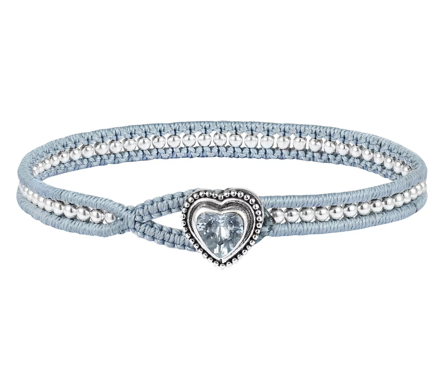 Bracelet HEART with silver beads & aquamarine