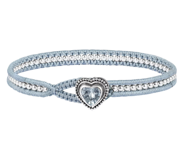 Bracelet HEART with silver beads & aquamarine