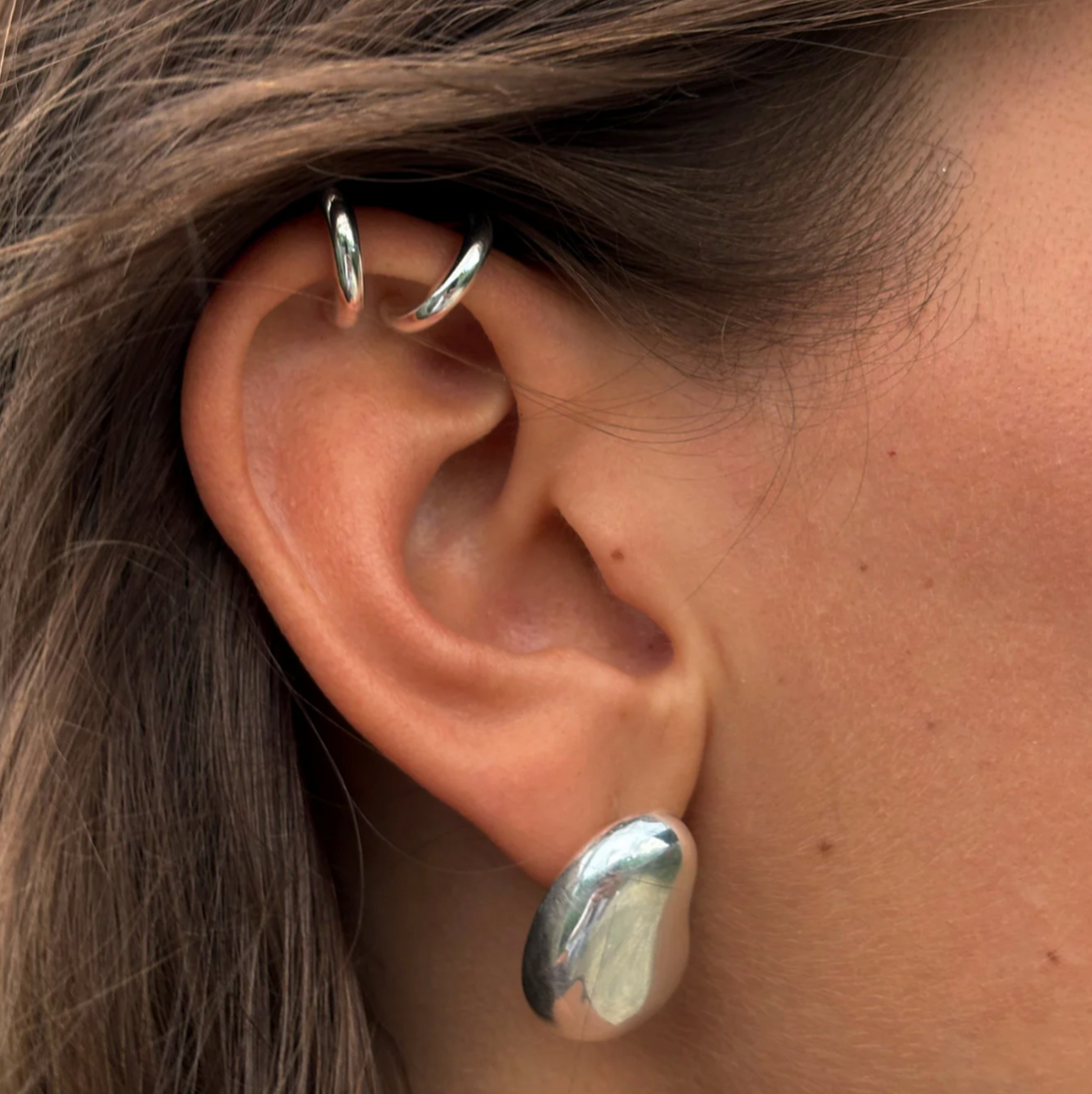 Ear Cuff ROUND SET Silver