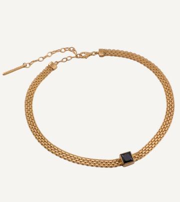 Necklace MADINA BLACK SPINEL Goldplated