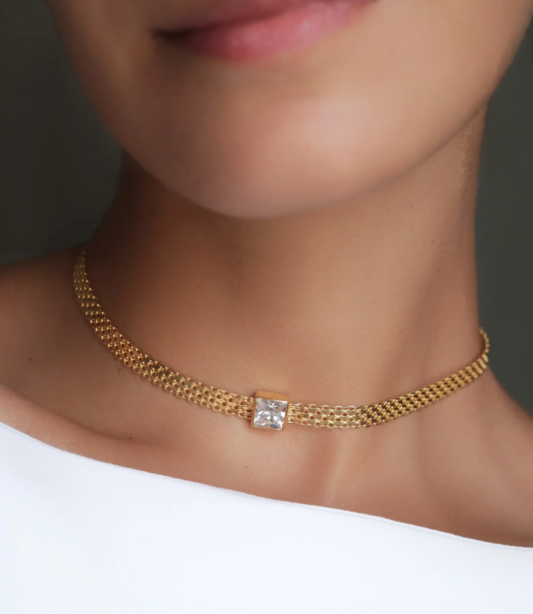 Necklace MADINA WHITE CZ Goldplated